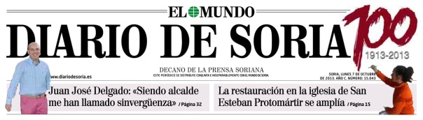 Portada de El Mundo Diario de Soria de 7 de octubre de 2013