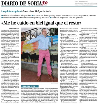 Contraportada de El Mundo Diario de Soria de 7 de octubre de 2013